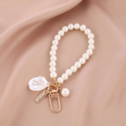 Pearl Shell Bead Keychain - Shiny Phone Bag Charm Accessory