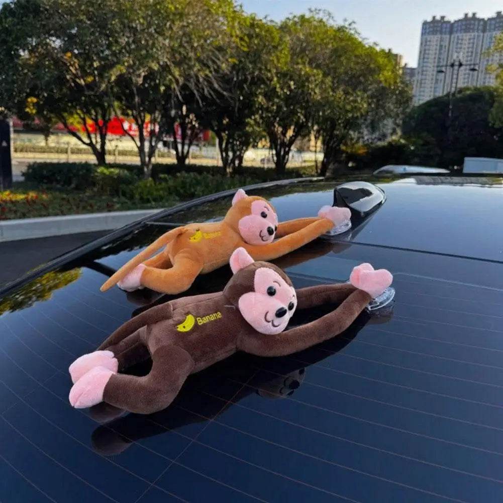 Long Arm Gibbon Monkey Plush Car Pendant – Hanging Stuffed Animal Accessory with Quick Release - A
