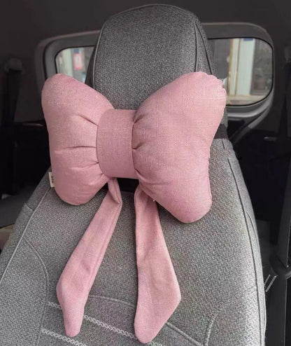 Butterfly Bow Tie Cotton Linen Car Neck Pillow Head Restraint