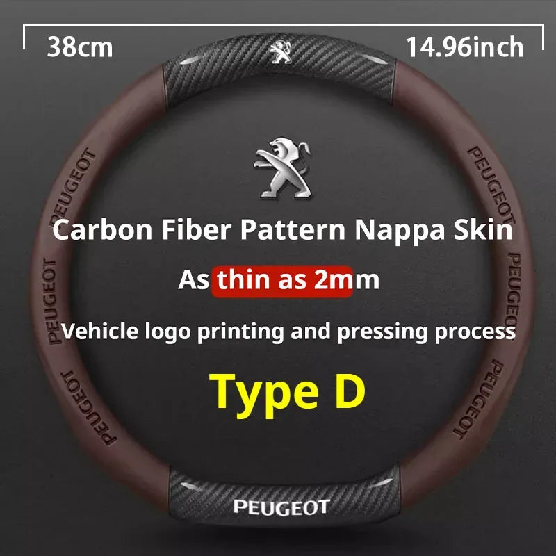Peugeot Leather Steering Wheel Cover - D Type Brown A