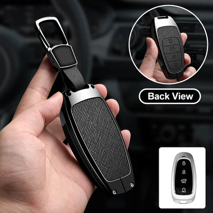 Zinc Alloy Leather Key Cover for Hyundai Santa Fe Tucson Solaris