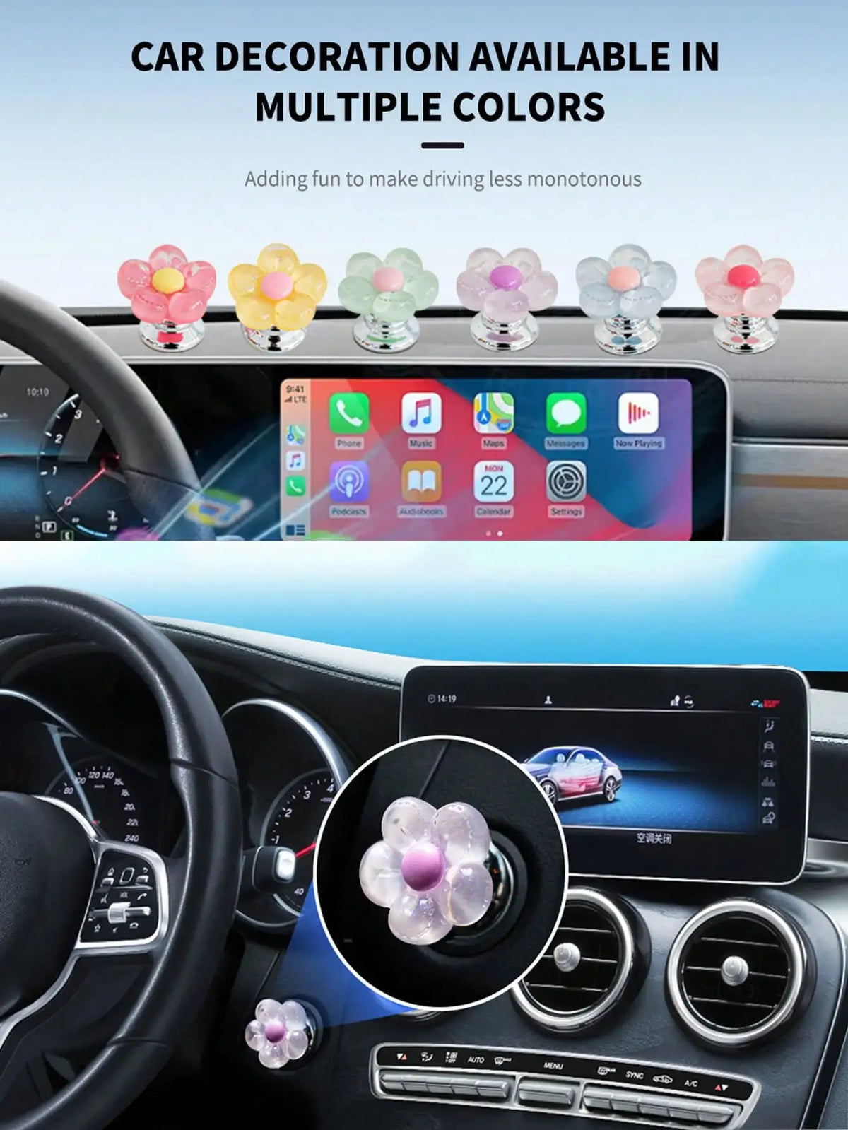 Resin Flower Car Start Button Cover – Cute Interior Decor