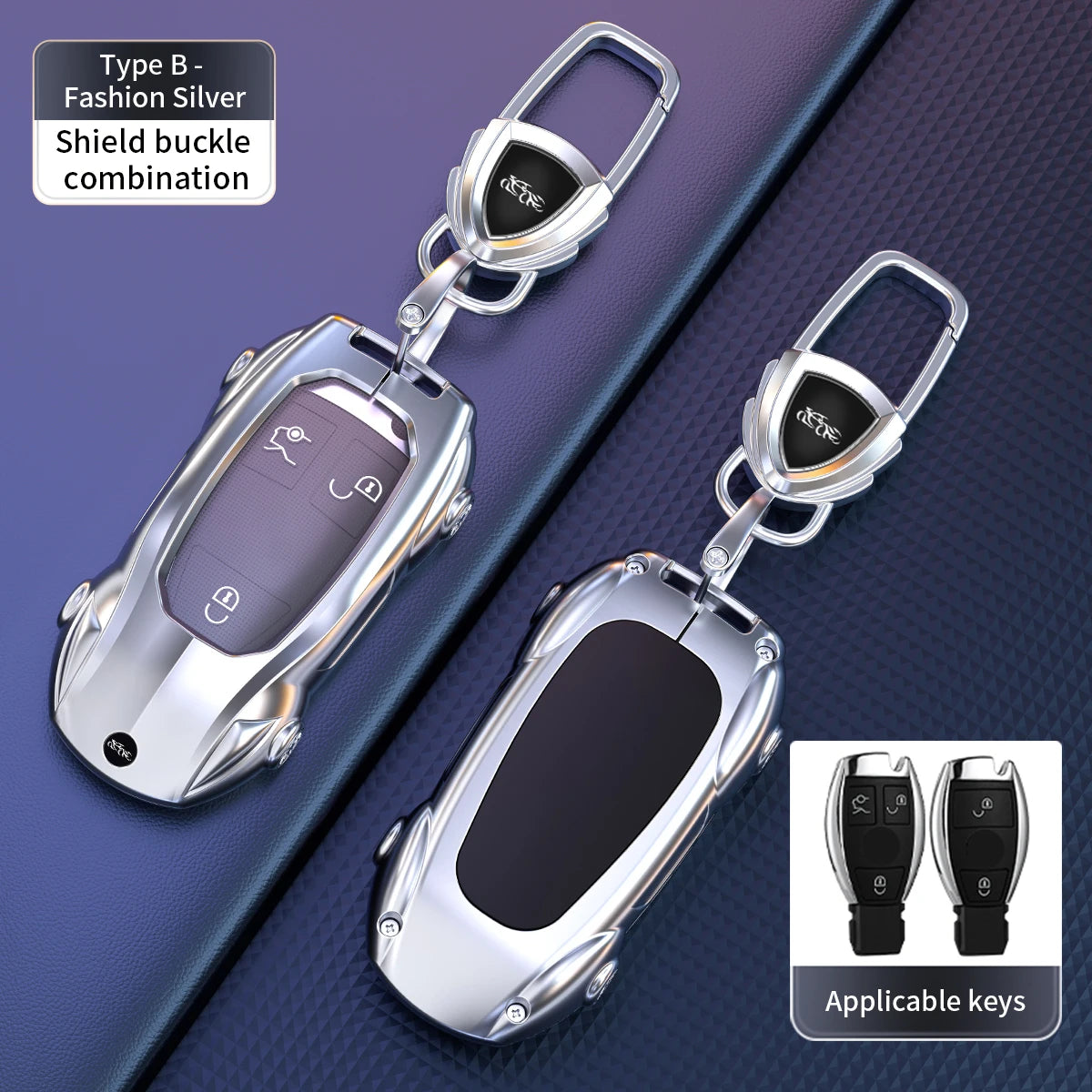 Mercedes-Benz Zinc Alloy Car Key Cover – A, C, E & S Class - GRAY