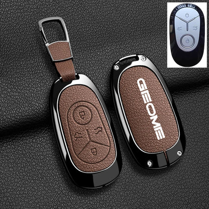 Zinc Alloy Leather Key Case Cover For 2025 Geely Geometry Galaxy
