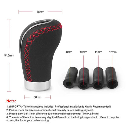 Universal 5/6-Speed PU Leather Gear Shift Knob | Manual Car Stick Head Replacement - 