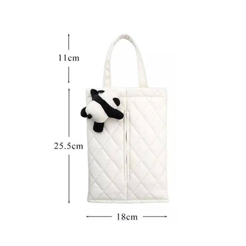 Leather Car Tissue Box Holder - Cute Panda Design Headrest Mount