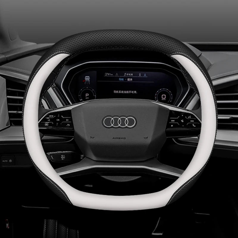 Leather Car Steering Wheel Cover for New Audi A3 8y Q7 q5 A5 B10 A1 rs3 s3 Sq5 Q8 Q4 Q3 A6 Etron 2025 Interior Accessories