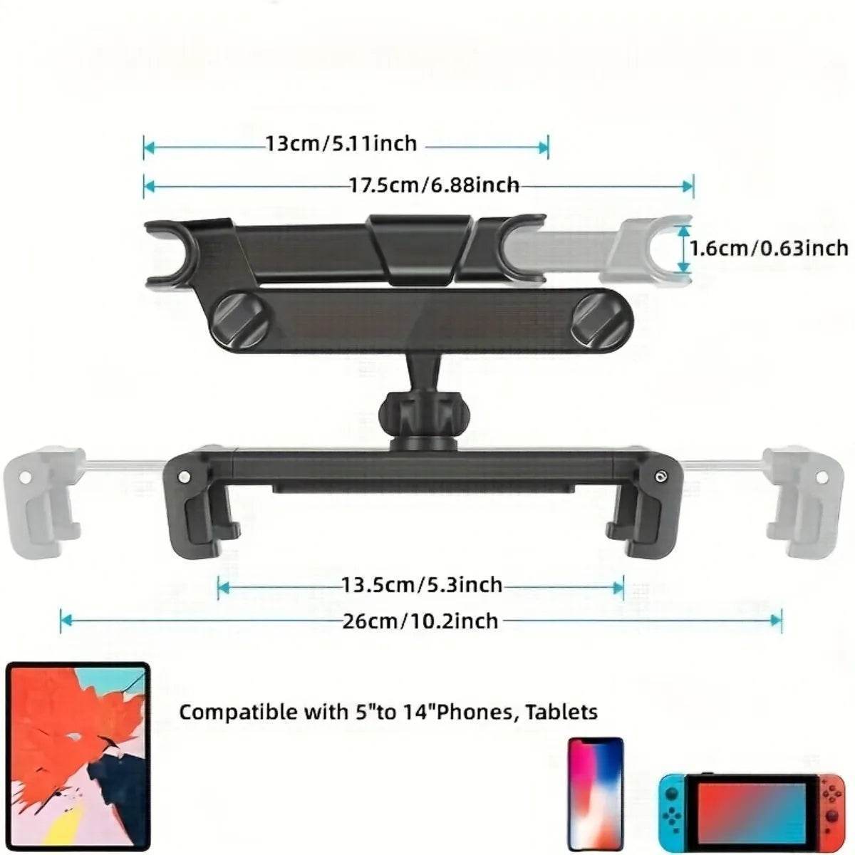 Car Headrest Tablet Holder – Adjustable Mount for iPad, Samsung & All Tablets - 