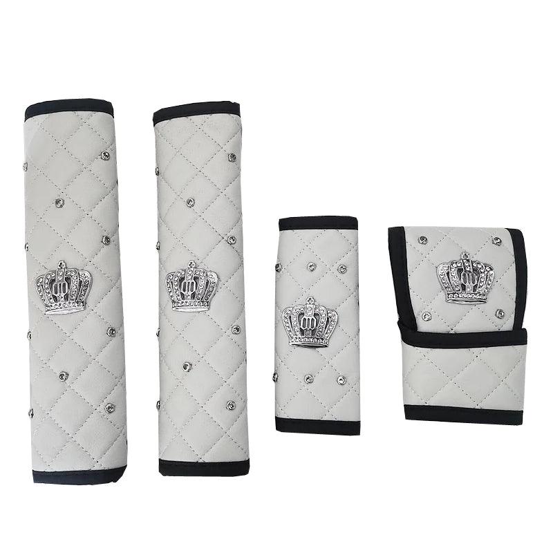 Diamond Crystal Car Seat Belt Pad + Gear Shifter Handbrake Cover Set