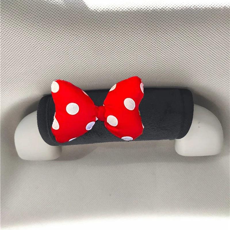 Red Bow Plush Car Interior Handle Cover Universal Handbrake Case