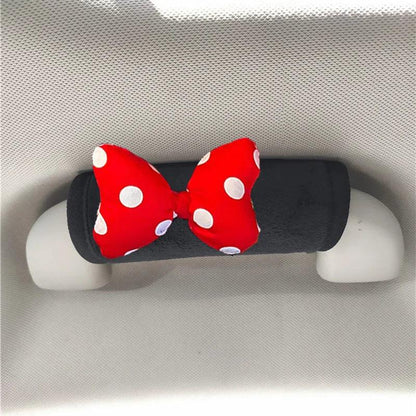 Red Bow Plush Car Interior Handle Cover Universal Handbrake Case