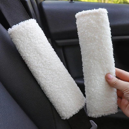 2Pcs Cartoon Dog Wool Car Seat Belt Covers Soft Shoulder Pads