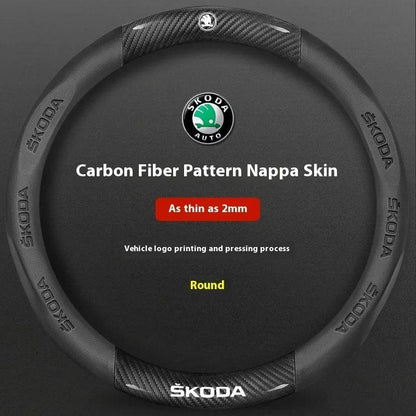 Skoda Kodiaq Octavia Superb Carbon Fiber Steering Wheel Cover - O Carbon Black