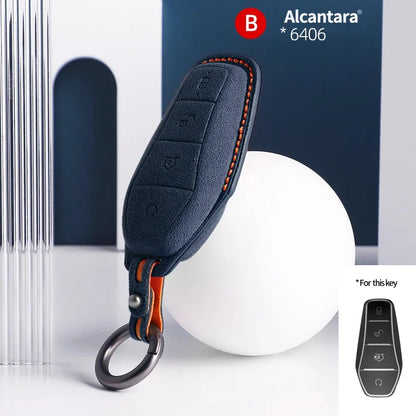 BYD Car Key Case Suede Leather Cover for Han EV Qin Song Atto 3