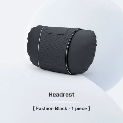 Custom Logo Leather Car Seat Neck Pillow & Lumbar Support Cushion