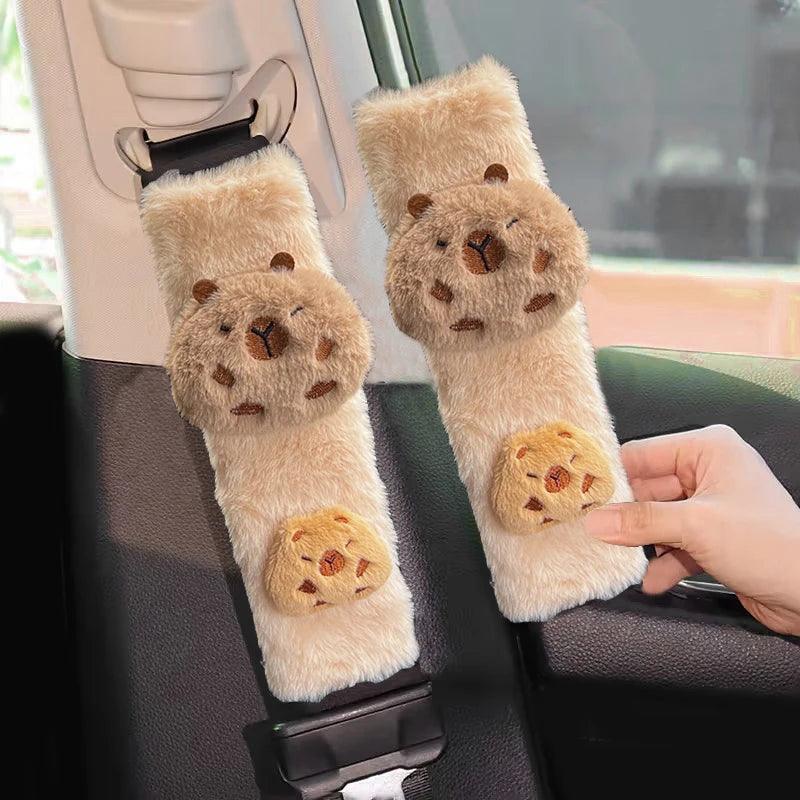Capybara Plush Car Seat Belt Cover Universal Auto Safety Shoulder Pad