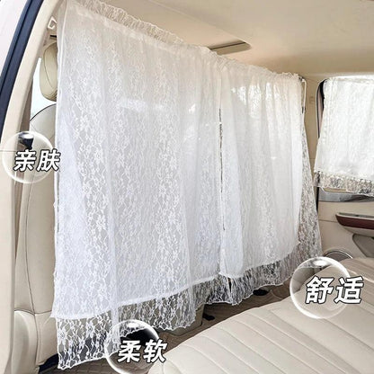 Lace Double Layer Car Privacy Curtains Universal Blackout Divider