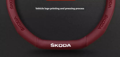 Skoda Kodiaq Octavia Superb Carbon Fiber Steering Wheel Cover - D Carbon Beige