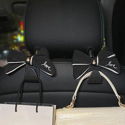 Diamond Bowknot Car Seat Headrest Hook Hanger Storage Organizer
