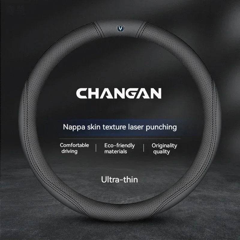Changan Leather Steering Wheel Cover for UNI-K UNI-T CS15 CS35 CS55 CS75 CS85 CS95 Alsvin CX70 - D Style 2 black