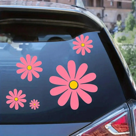 Daisy Flower Car Sticker Set – 5-Piece Floral Exterior Decals