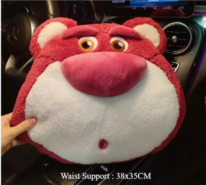 Strawberry Bear Car Headrest and Lumbar Pillow
