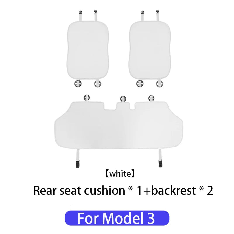 Tesla Ice Silk Seat Cushion | Model 3 & Y (2019–2025) Breathable Cover - T-M3Y-F01-white