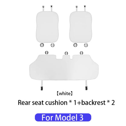Tesla Ice Silk Seat Cushion | Model 3 & Y (2019–2025) Breathable Cover - T-M3Y-F01-white