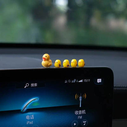 5pcs Mini Duck Car Ornaments – Dashboard & Rearview Mirror - A