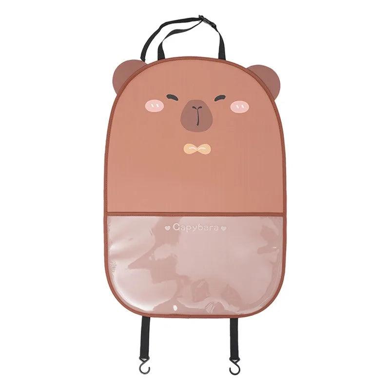 Capybara Car Seat Back Storage Protector Kids Anti-Kick Pad Leather