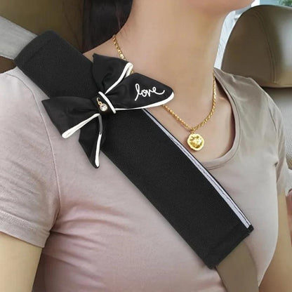 Bowknot Car Seat Belt Cover 2pcs - Shoulder Strap Cushion Pads