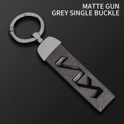 KIA Leather Alloy Remote Key Case Cover - gun gray