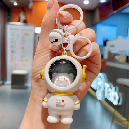 LED Astronaut Cat Keychain Night Light Glowing Charm Pendant
