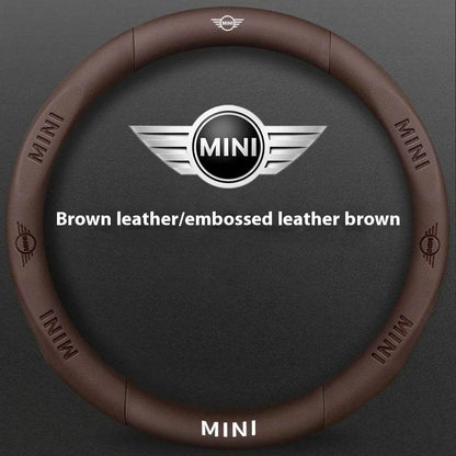 MINI Cooper Carbon Fiber Leather Steering Wheel Cover – Fits JCW R54 R55 R56 R60 F54 F55 F56 F57 Clubman & Countryman - Carbon Off-white