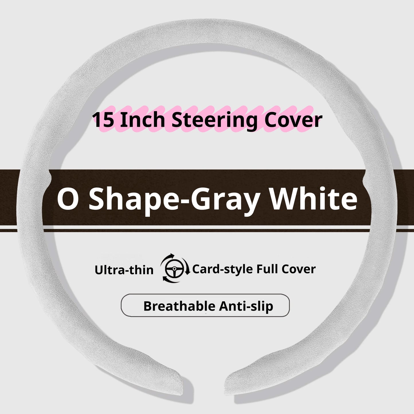 Genesis Ultrasuede Steering Wheel Cover - Round Shape / Grey White