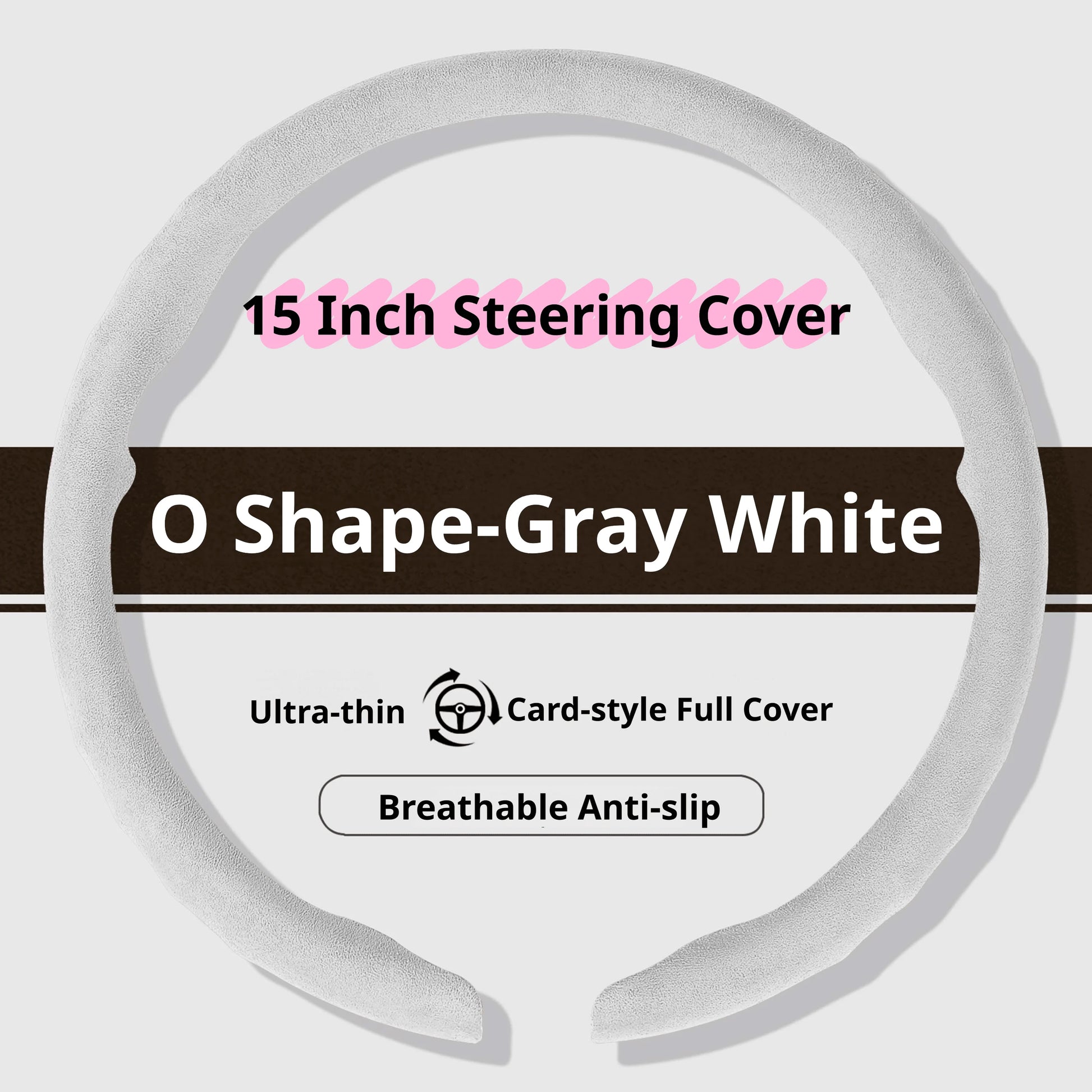 Genesis Ultrasuede Steering Wheel Cover - Round Shape / Grey White