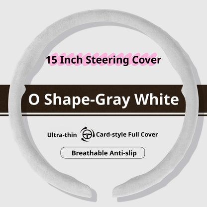 Genesis Ultrasuede Steering Wheel Cover - Round Shape / Grey White