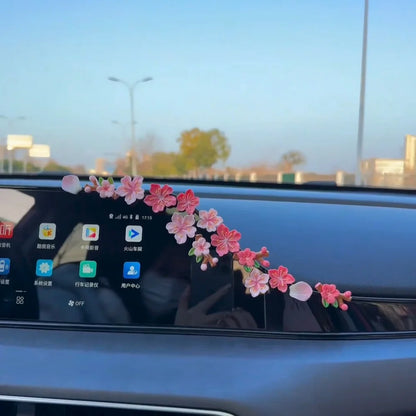 3D Peach Blossom Car Dashboard Ornament with Magnet Stick