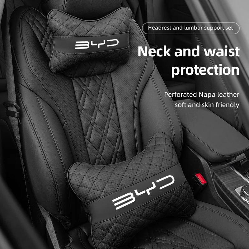 BYD Car Headrest & Lumbar Cushion - Black-headrest