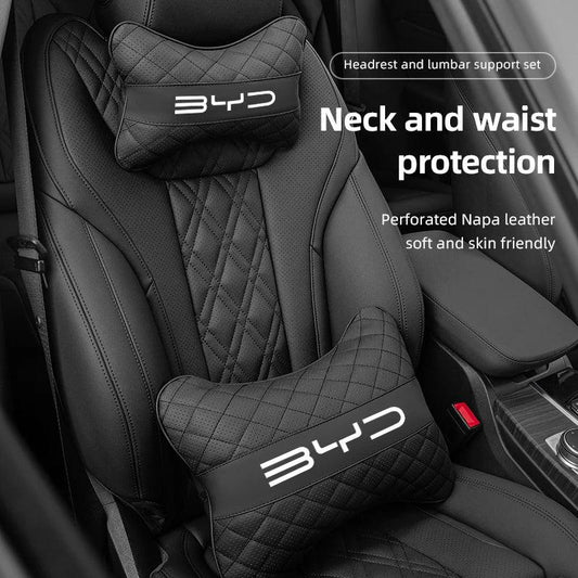 BYD Car Headrest & Lumbar Cushion - Black-headrest