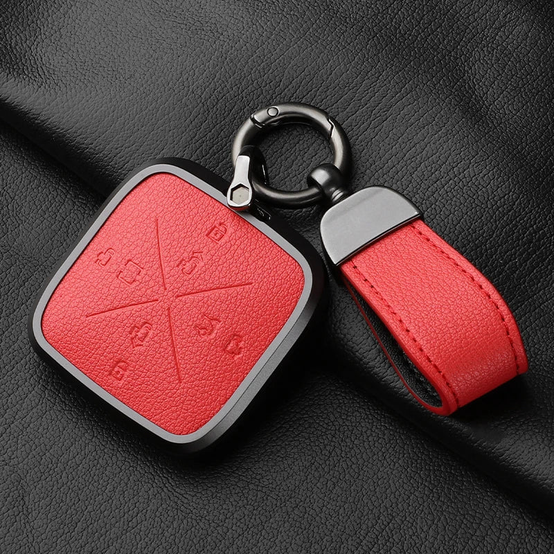 8 Button Aluminum Goatskin Key Case Cover for Zeekr X 001 009