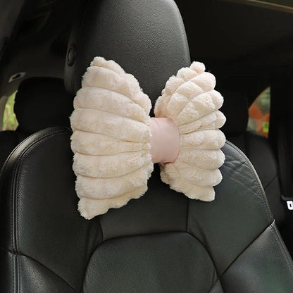 Cute Bow Car Neck Pillow Plush Headrest Cartoon Design Interior