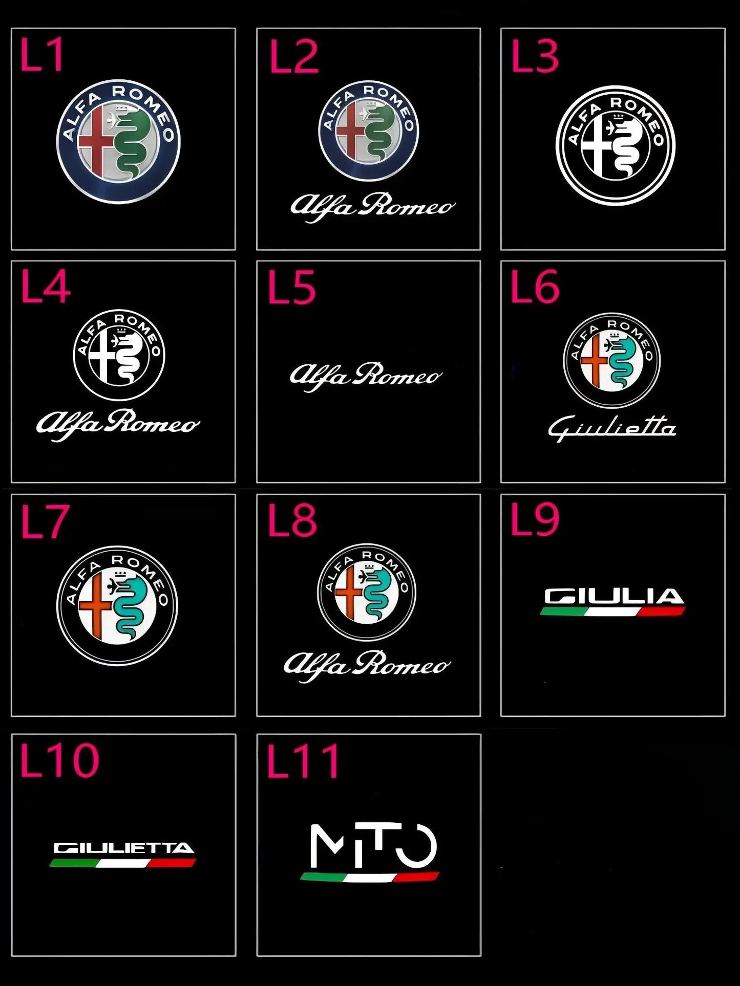 LED Car Welcome Logo Door Projector Light For Alfa Romeo Giulia Mito