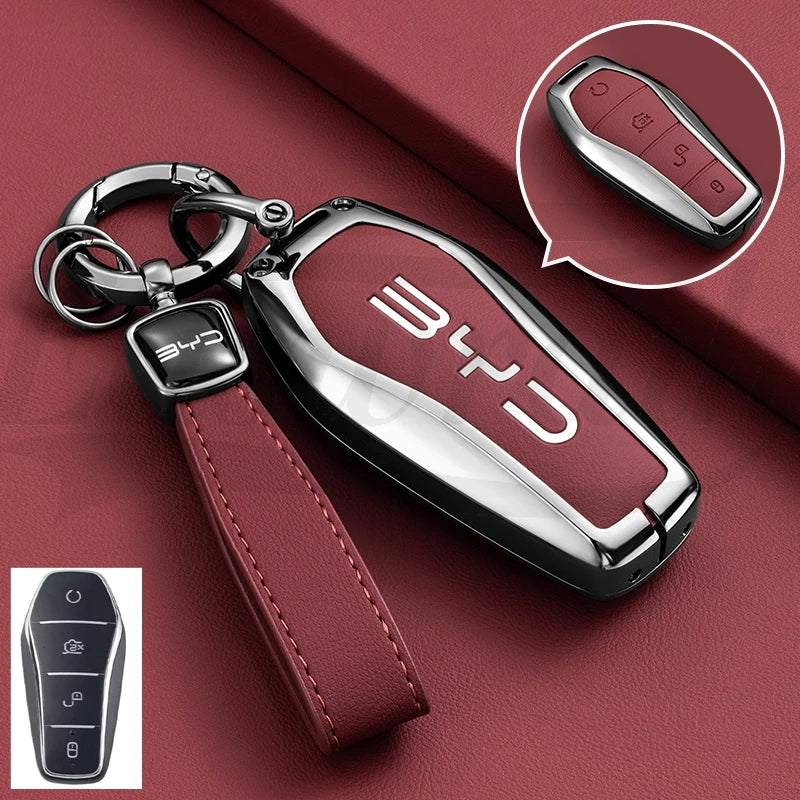 Leather Key Case Cover for BYD Song Plus Qin Han Tang Atto Dolphin