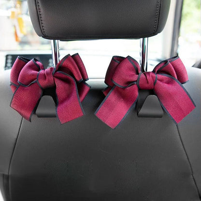 2 Pack Car Seat Back Organizers Bowknot Headrest Storage Hooks