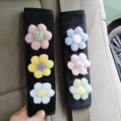 Car Seat Belt Shoulder Pads 2pcs Floral Anti-Strangle Protective