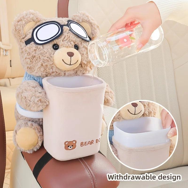 2-in-1 Car Tissue Holder Trash Can Armrest Storage Organizer