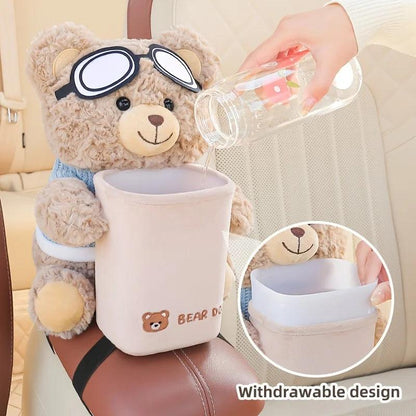 2-in-1 Car Tissue Holder Trash Can Armrest Storage Organizer