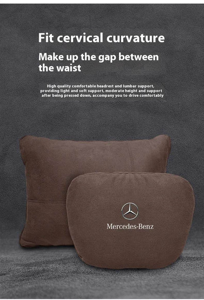 Mercedes-Benz Neck Pillow & Lumbar Support Cushion | For A B C E S V R-Class, CLA, GLA, GLB, GLC, GLE, SLK, A45, C43 - 