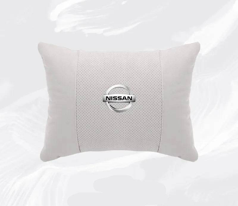 Nissan Car Neck & Lumbar Support Pillow for Sentra, Altima, X-Trail, Qashqai, Kicks & More - headrest 1pc white